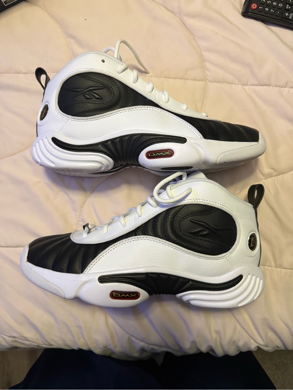 Reebok Men’s White and Black Mid-Top Basketball Sneakers
